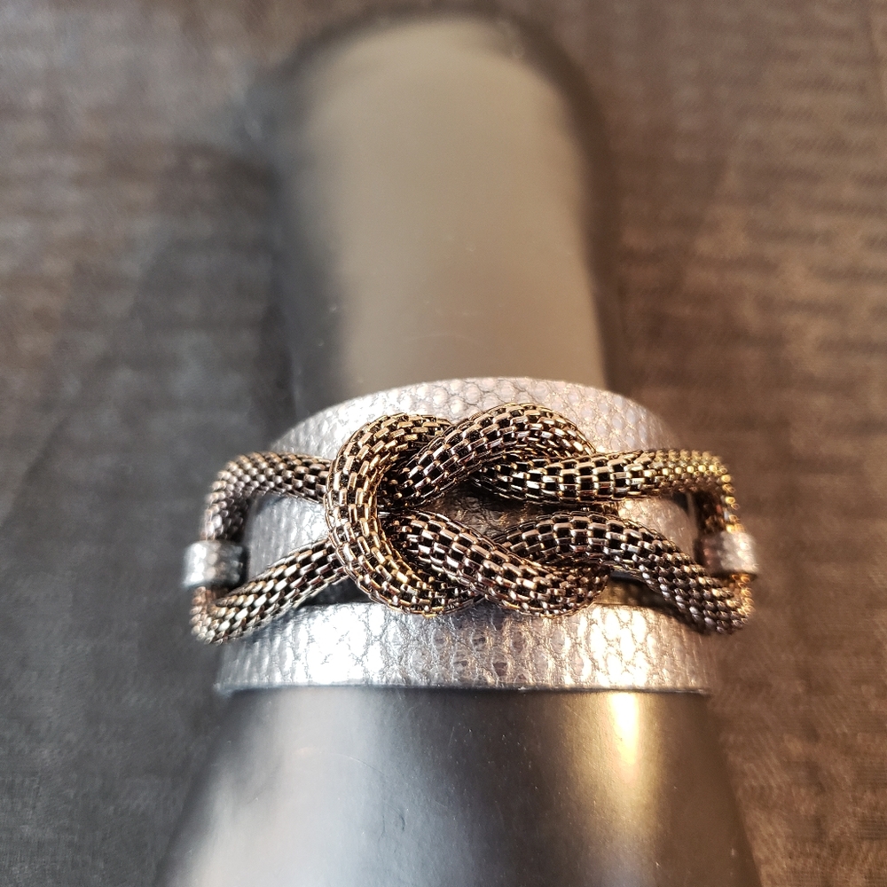 Roberto Mantellassi Black Cosmo Eel Buckle Bracelet with Black Mesh Knot Italy